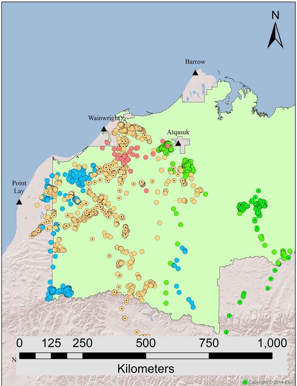 A map of golden eagle locations.