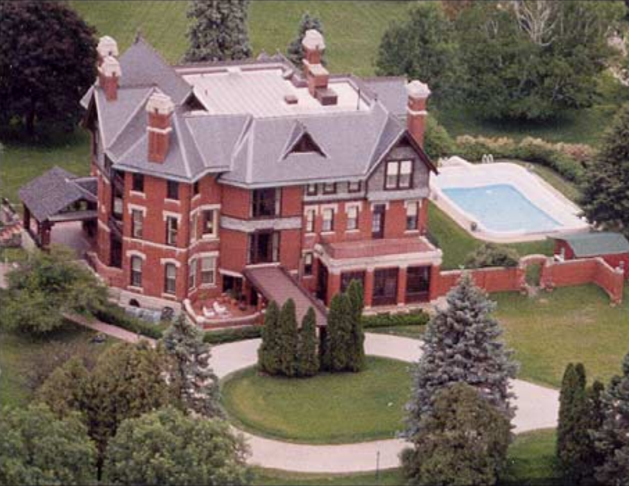 Aerial view of of a very large house