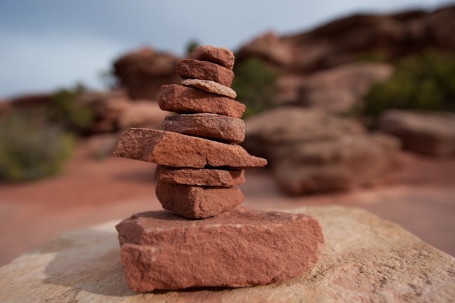 a stack of brown rocks
