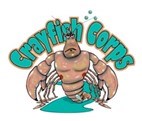Crayfish Corps Logo a cartoon drawing of a mean-looking crayfish with red spots on its sides.