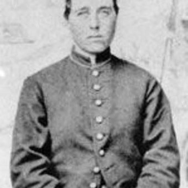 Albert Cashier Portrait in uniform. Black and white portrait wearing uniform