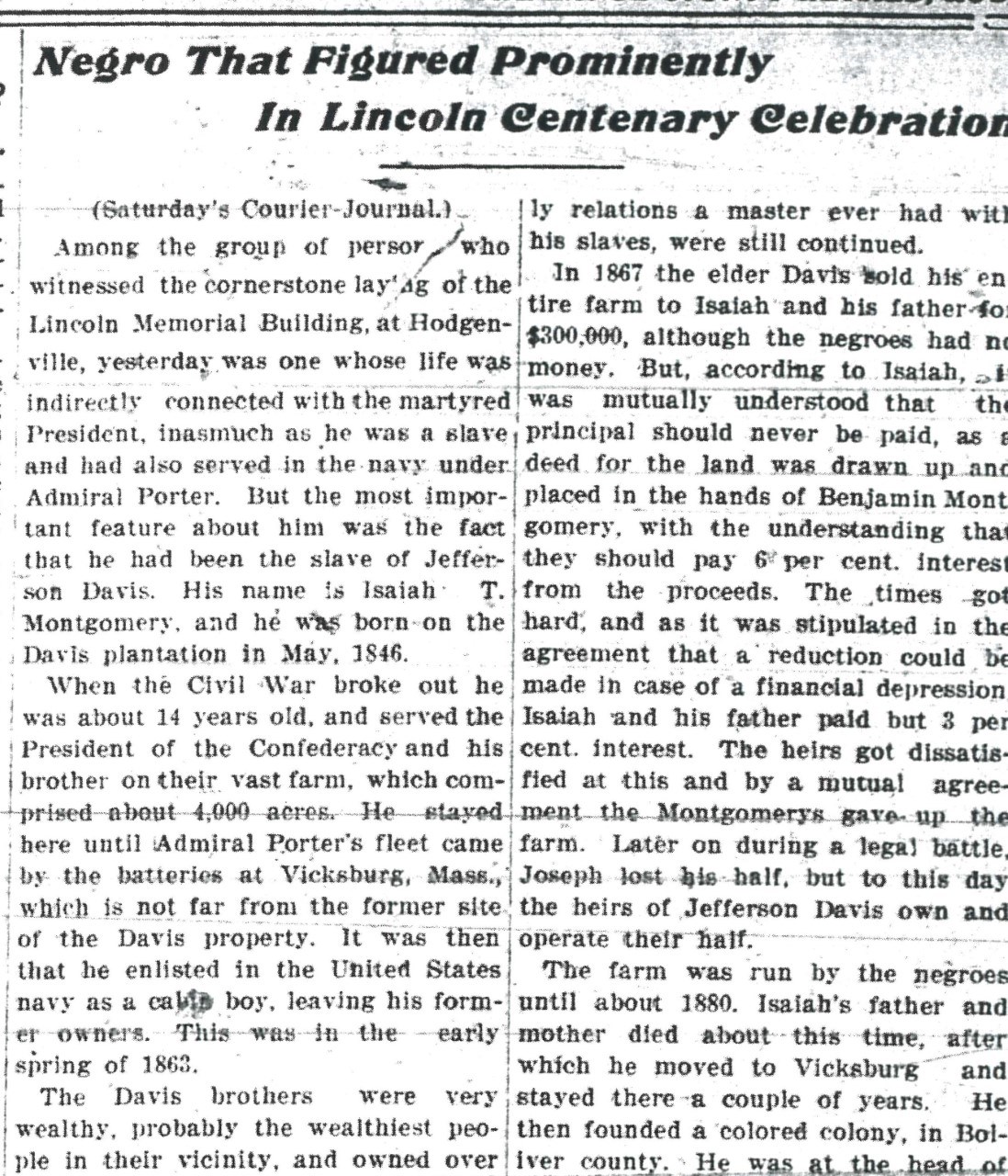 Article detailing speaker at Birthplace