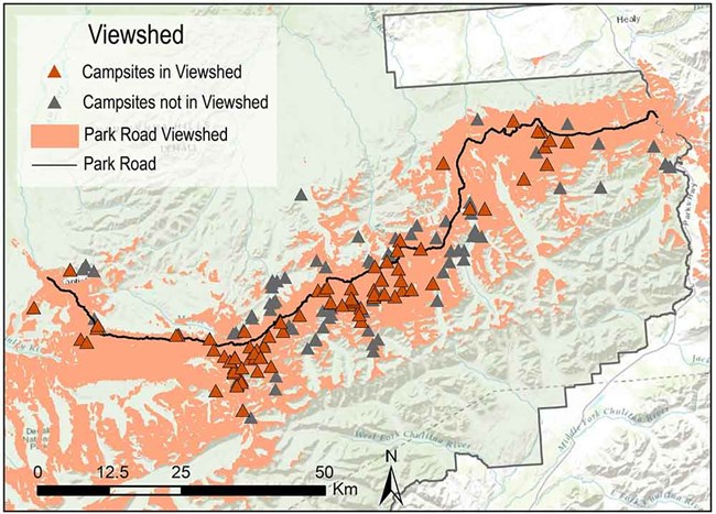 Camp_Viewshed_V2_web A map showing camping locations in relation to the Denali Park Road and viewshed.