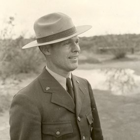 lt= historic photo of man in ranger flat hat