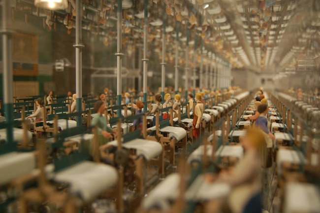 A scale model of a mill at the Boott Cotton Mill Museum A scale model of a mill at the Boott Cotton Mill Museum