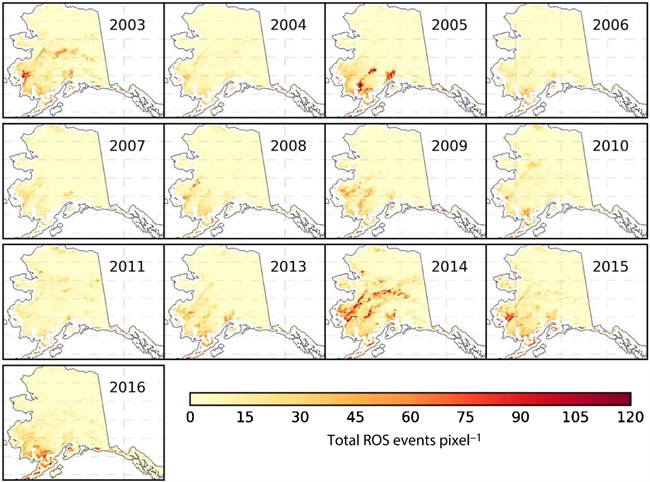 Rain on snow occurrence maps.