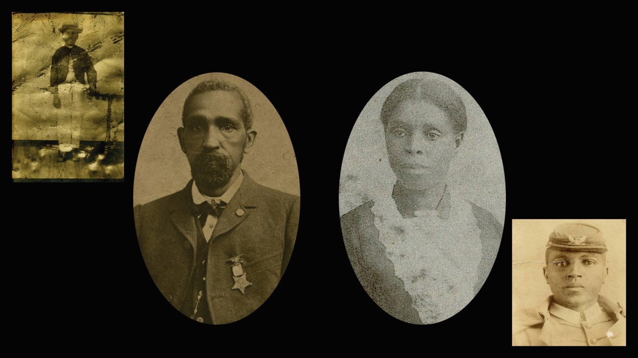 Charles Young Family collage Photo collage of Charles Young and his mother and father. There is a total of 4 pictures.