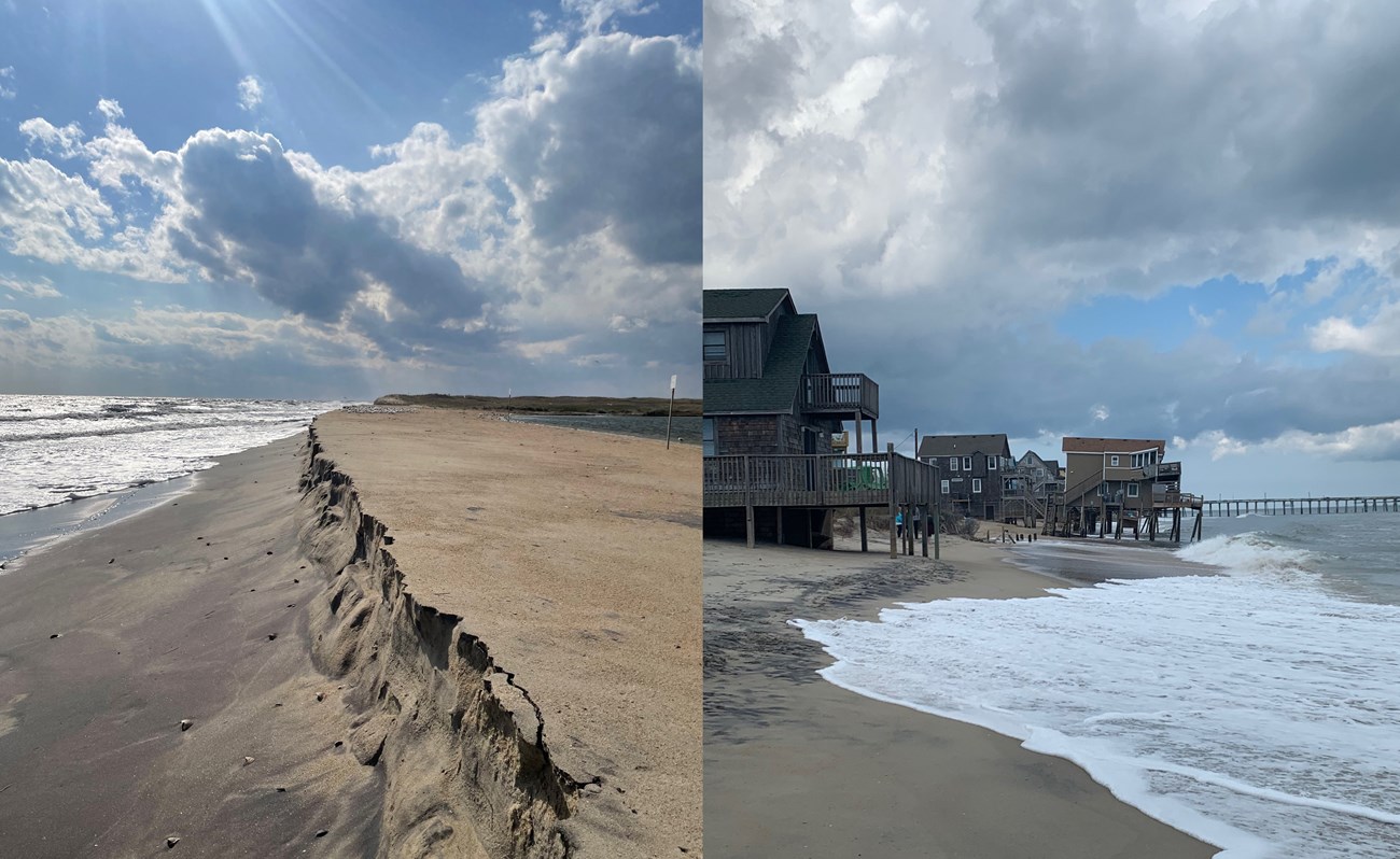 beach erosion and beach houses near the water