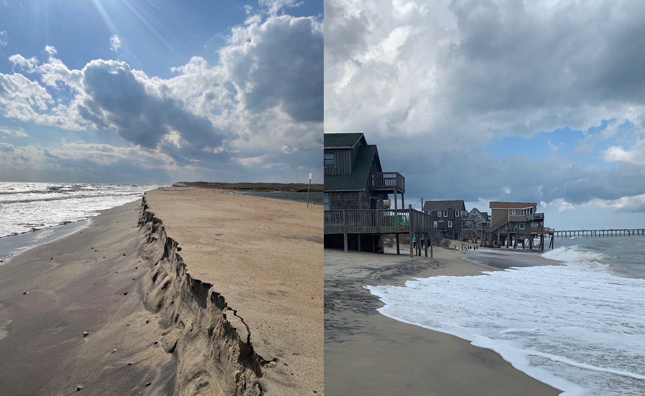 Shoreline Change Surveys at CAHA beach erosion and beach houses near the water
