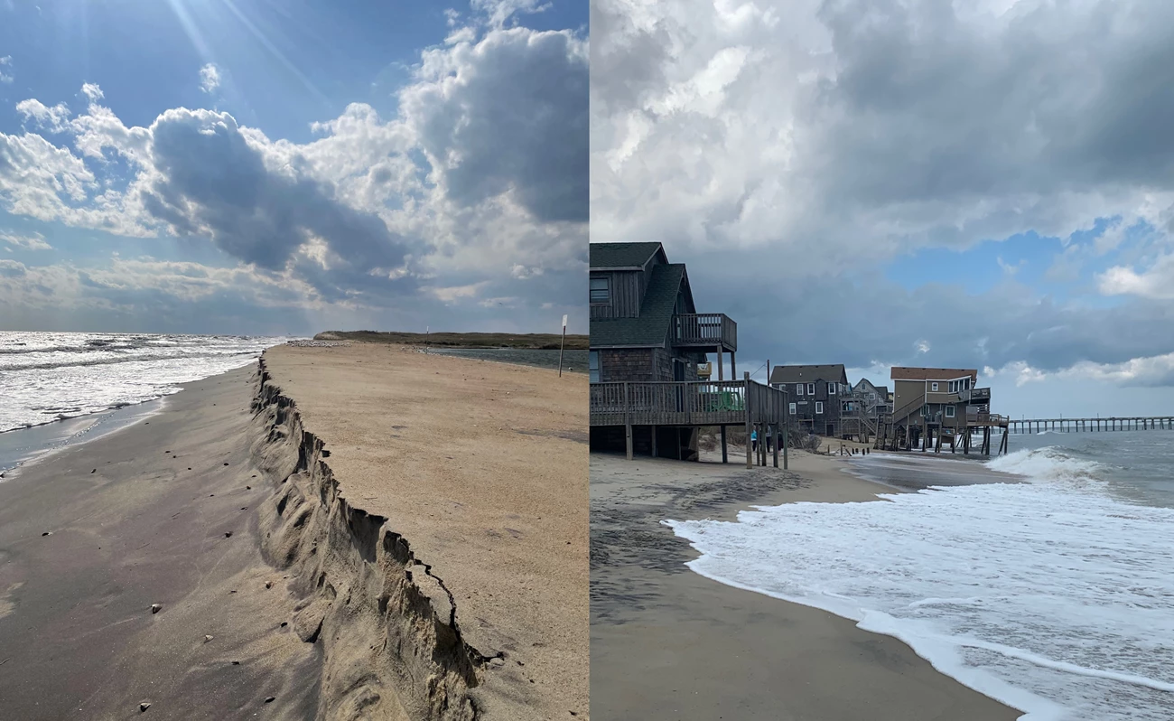 Shoreline Change Surveys at CAHA beach erosion and beach houses near the water