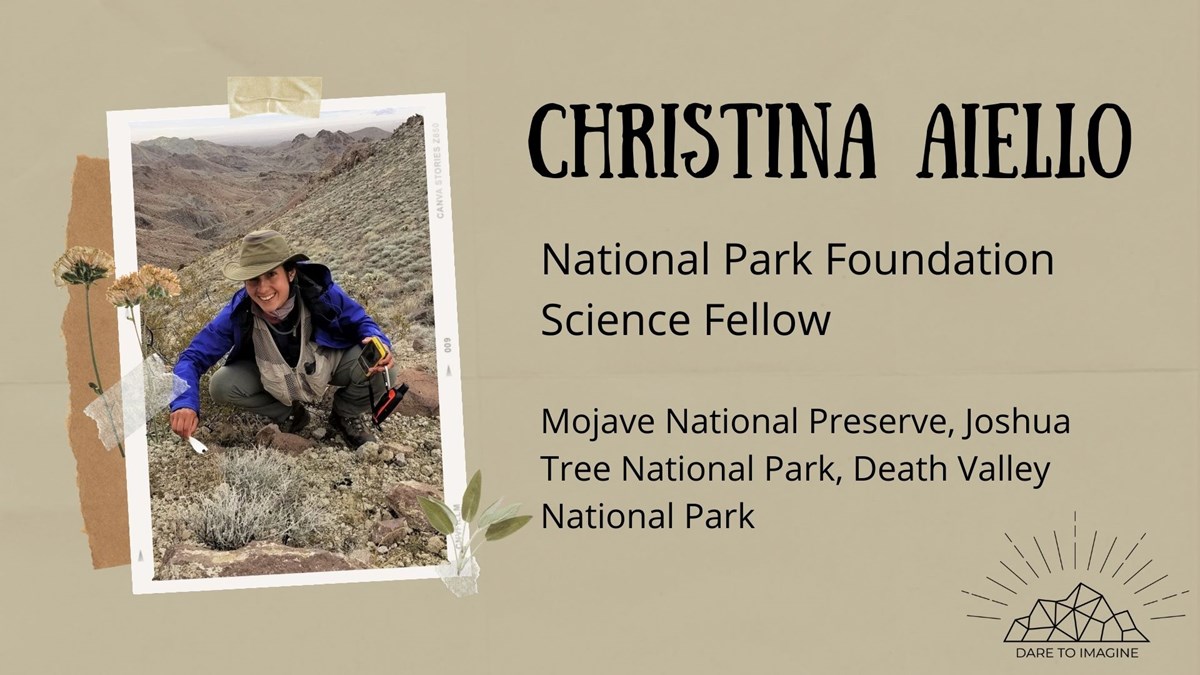 graphic with photo of woman. Text reads Christina Aiell, National Park Foundation Science Fellow