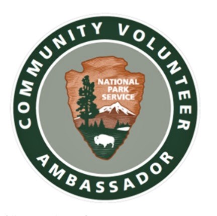 Community Volunteer Ambassador logo Community Volunteer Ambassador logo, NPS arrowhead in the middle