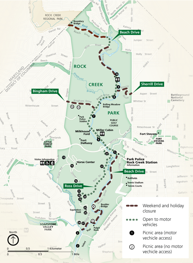 Rock Creek Trail Map Capital Pathways: Roads In Rock Creek Park (U.s. National Park Service)