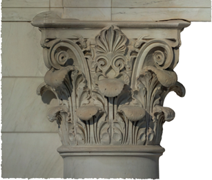 Corinthian Column Ortho-rectified image showing the intricate details of a white marble Corinthian capital.