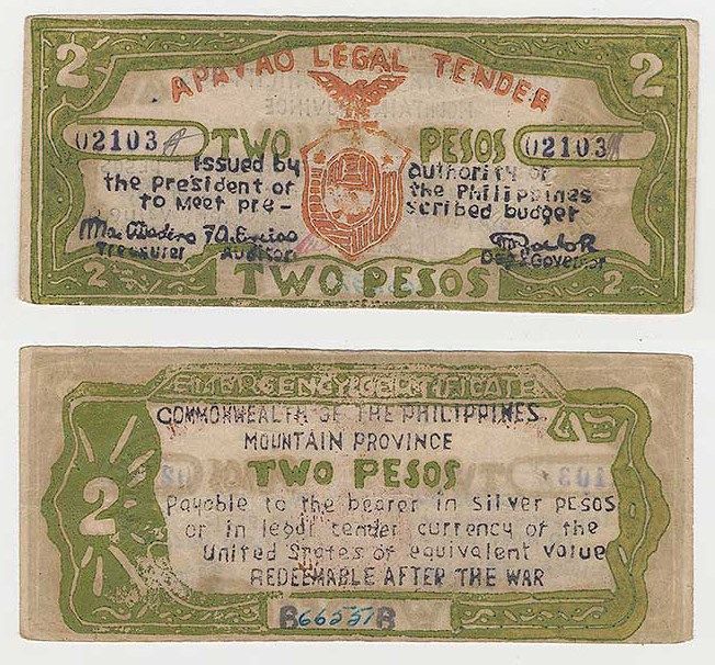 The front and back of a bill crudely printed in green, red, and dark blue. Collection of the Spurlock Museum.
