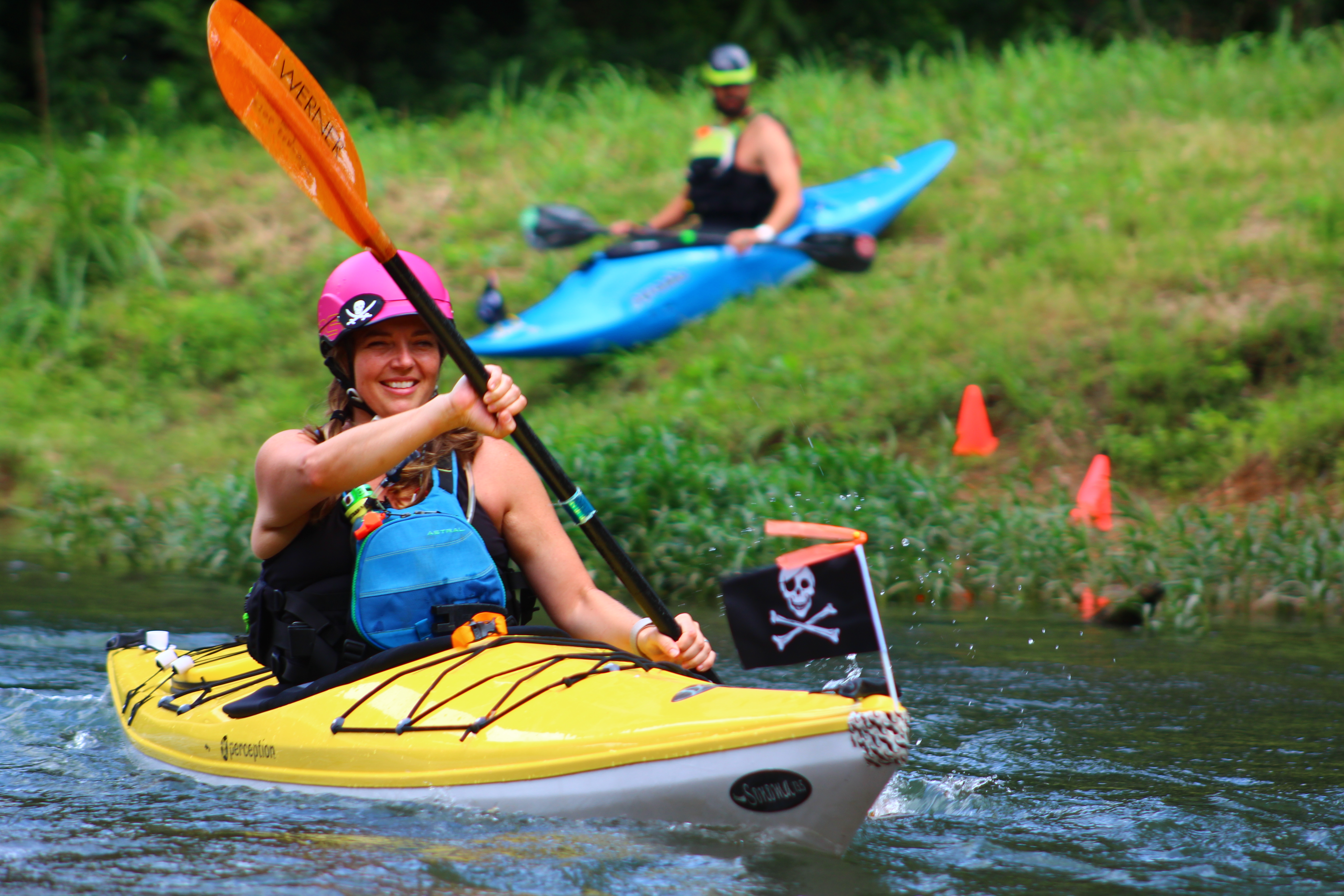 A paddler races on Cypress Creek