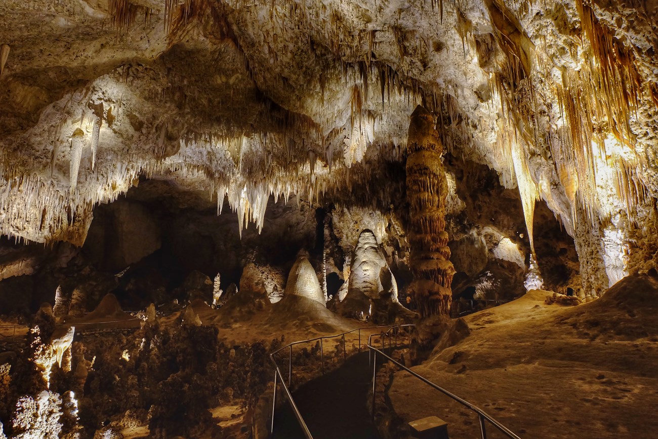 Photo of cave formations along the Big Room Trail.