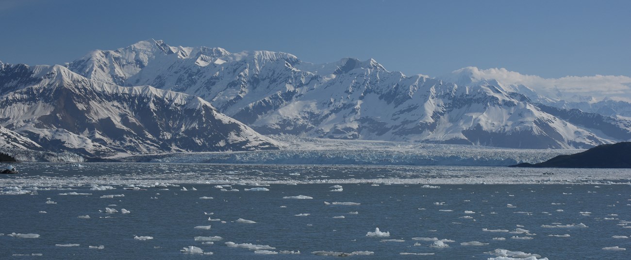 A tidewater glacier from the ocean.