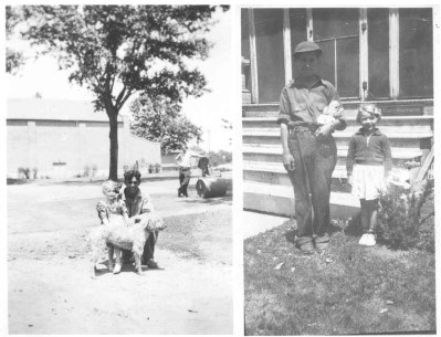 two photographs of a young girld next to two ccc members