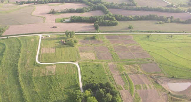 Aerial view of farms