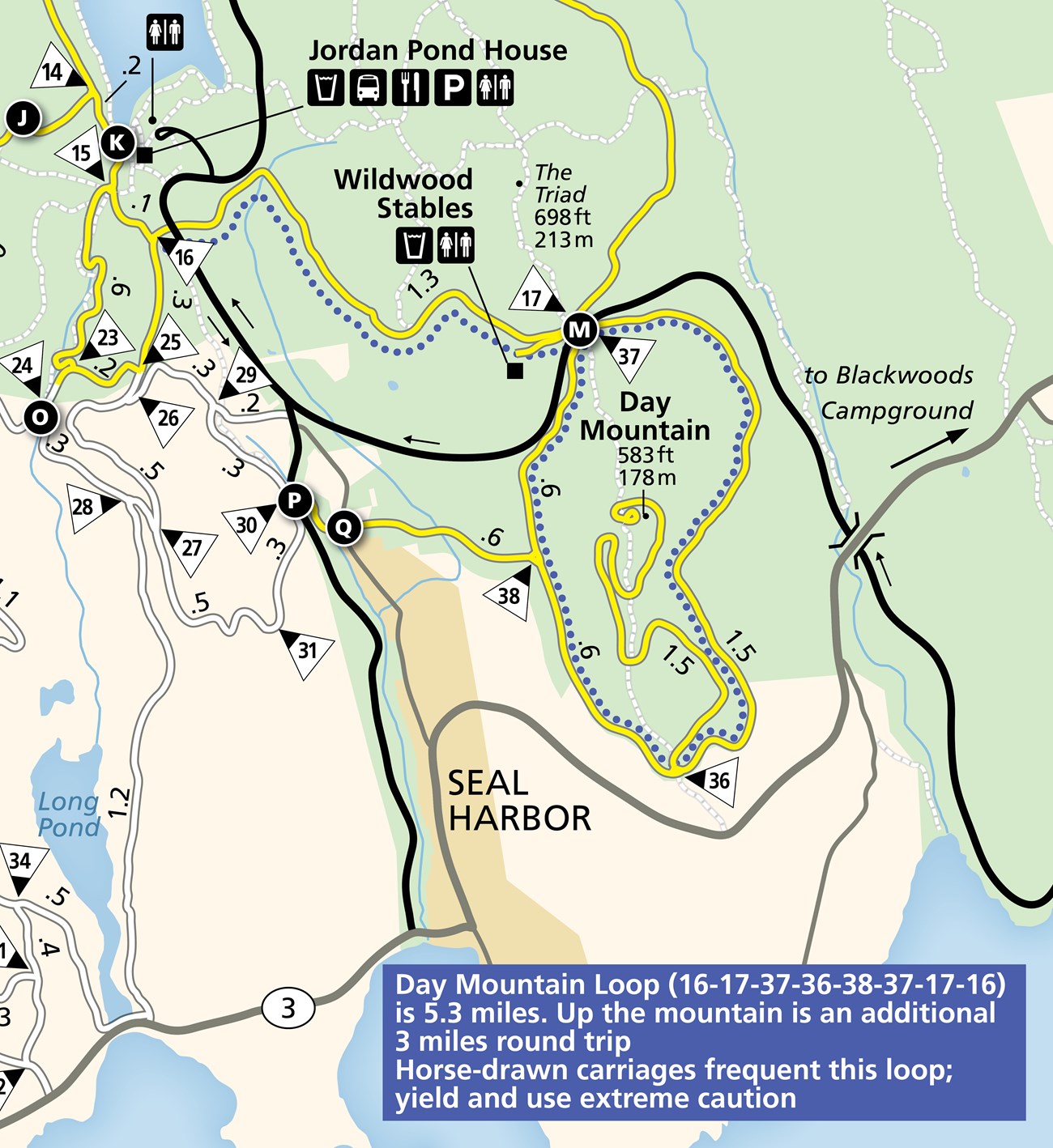 Map of the Day Mountain Carriage Road Loop in Acadia National Park