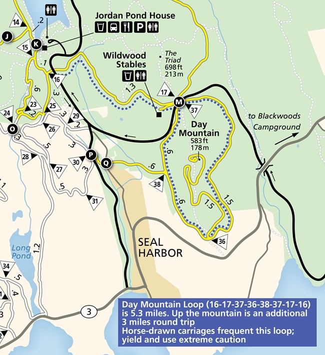Map of a carriage road in Acadia National Park