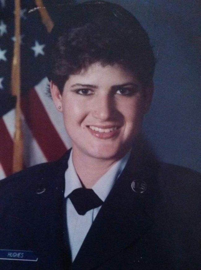 A white woman with dark hair wearing Air Force uniform.