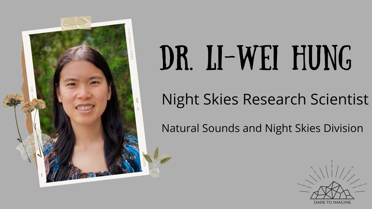 DrLiweihung_1 graphic of a young woman, text reads Dr. Li Wei Hung Night Skies Research Scientist