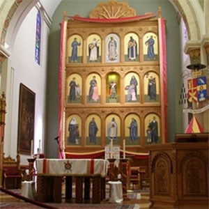 richly colored painting inside the Basilica of St Francis Santa Fe Photo by Chris Light