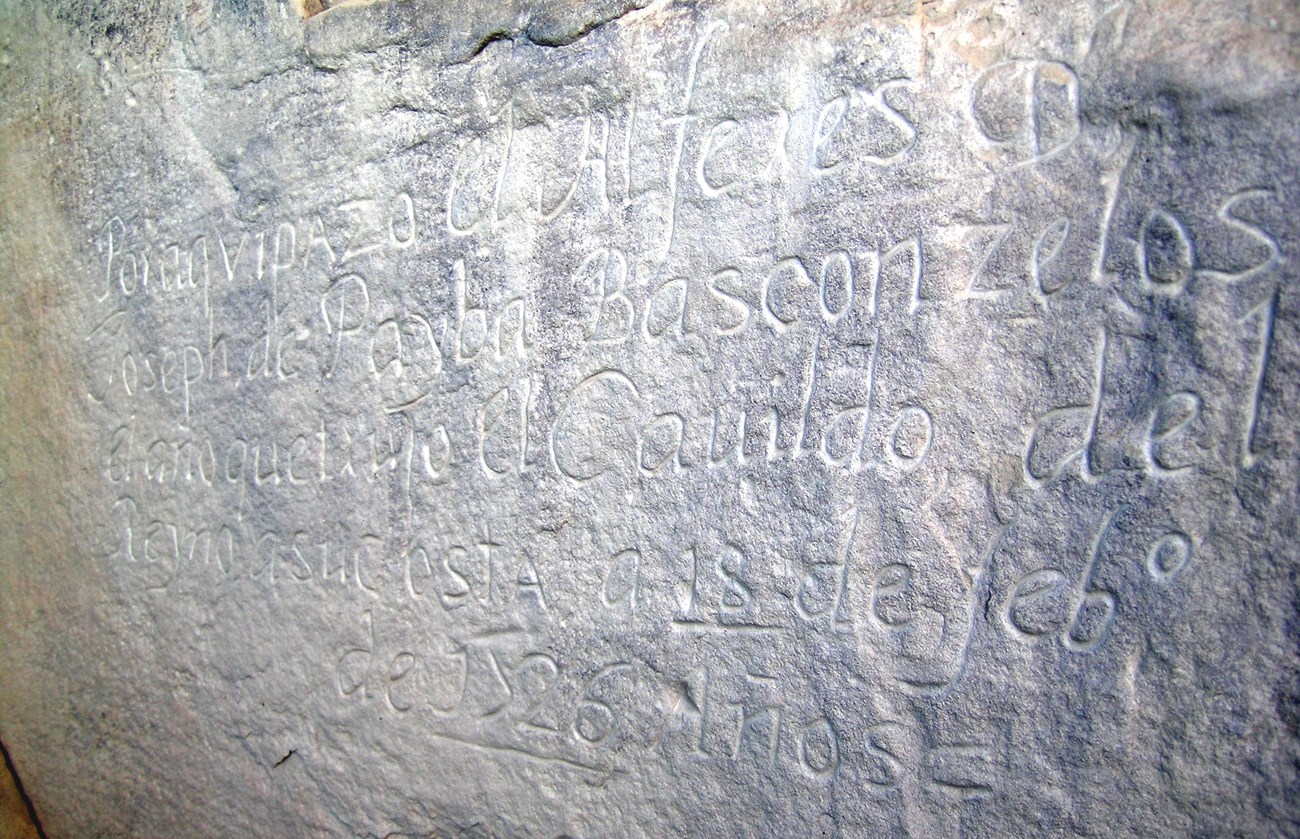 Inscriptions carved into rock