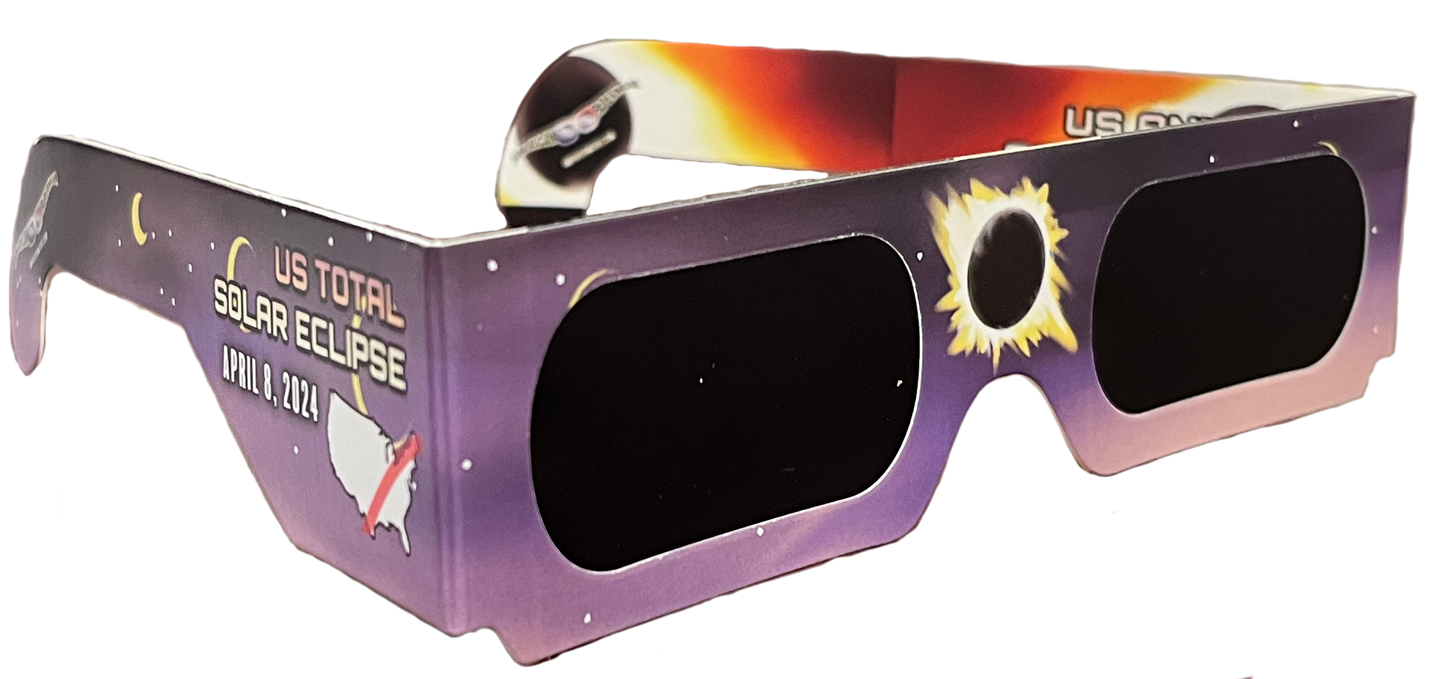 cardboard glasses with dark lenses