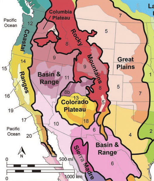 Ecoregional Map by Trevor Maciejewski and Bruce Dvorak Ecoregional Map of western U.S. showing mountain and plains ranges