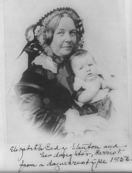 Elizabeth+Cady+Stanton and daughter+LOC black and white portrait of a woman holding a child. LOC