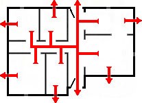 Schematic drawing of a building evacuation map