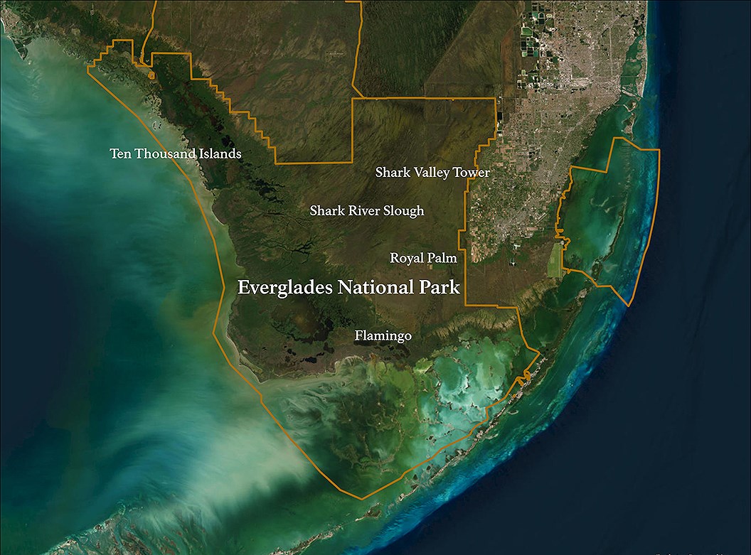 Map of Everglades National Park with cultural districts