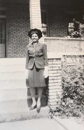 Black woman standing on step