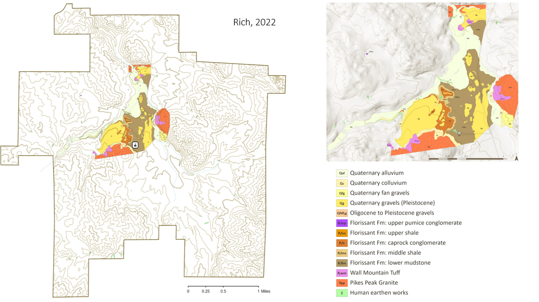 geologic map of park area with legend and scale.