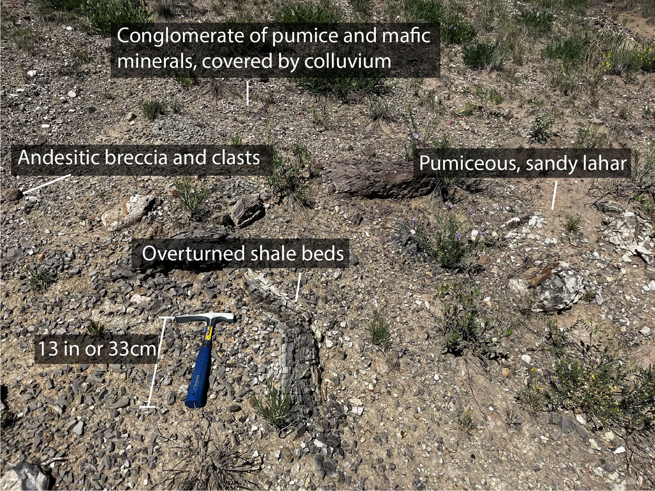 FIG 5 - ANDESITIC DIAMICTITE FIGURE Phtoo of a rocky hill slope.