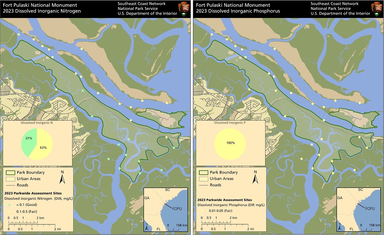 DIN and DIP at FOPU Maps showing DIN and DIP percentages at the park