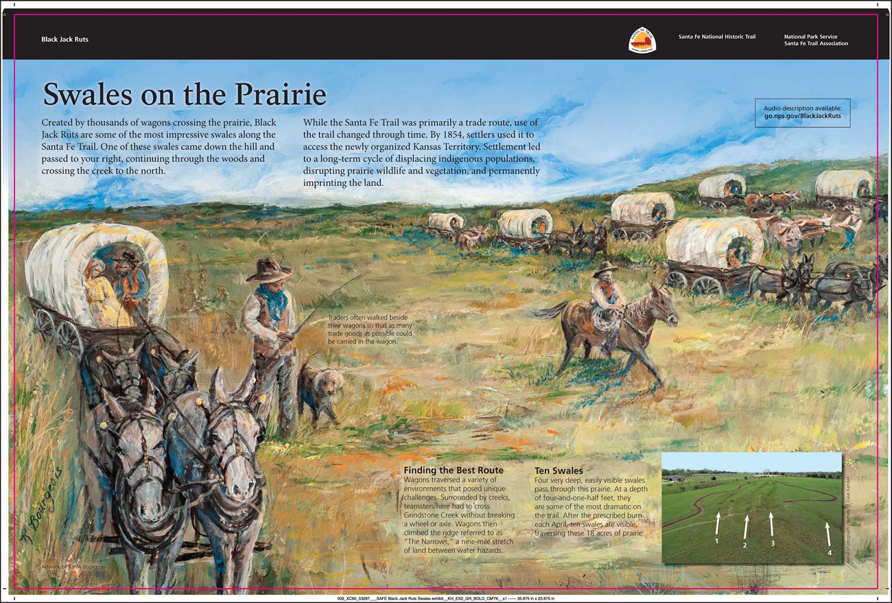 A wayside exhibit about the Black Jack Ruts. Full description below.