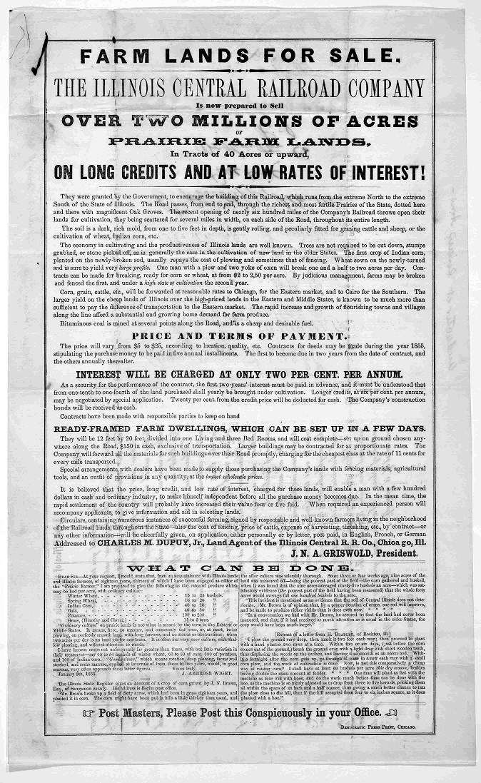 Newspaper ad for Lands for Sale