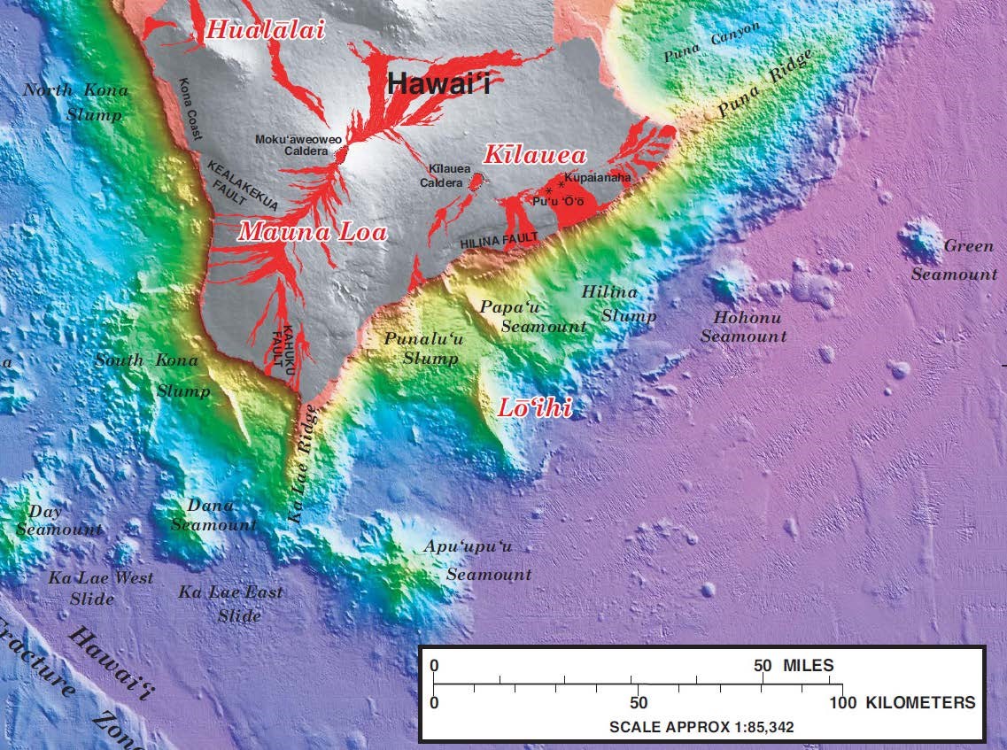 map of Hawaii and surrounding sea floor