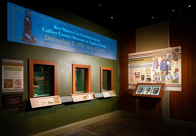 Exhibit with the Key Marco Cat at the Marco Island Historical Society Museum