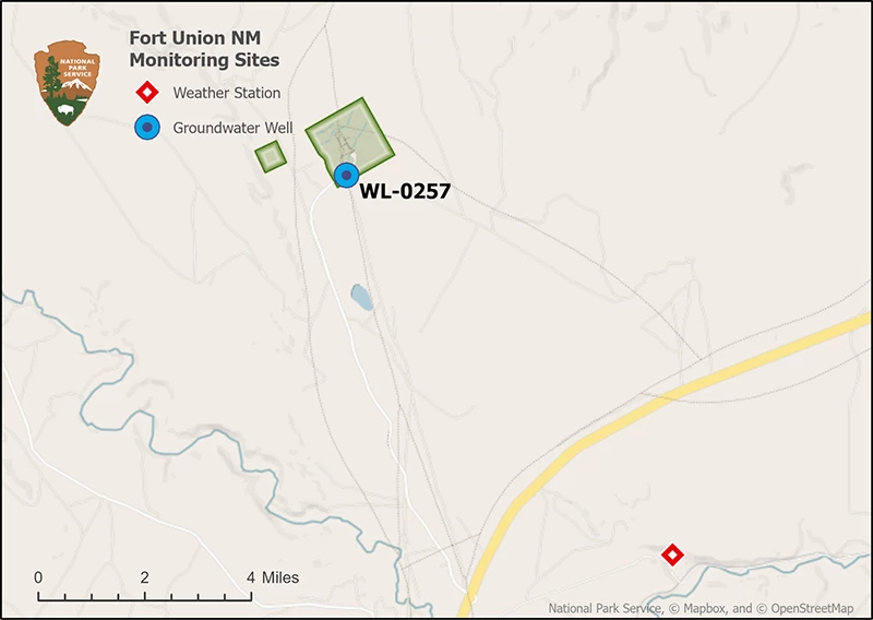 Map of park and groundwater well Map of a groundwater well in the southern end of the main park unit