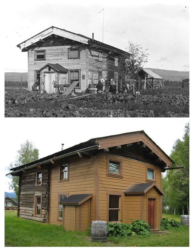 Fig2_Slavins_web Two images of Slaven's Roadhouse--one from 1938 and the other recent.