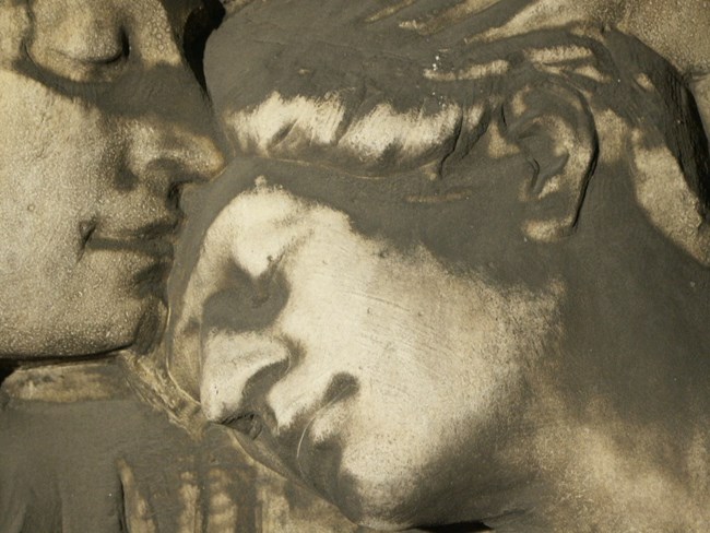 19th-century Istrian limestone panel relief from St. George’s Hall, Liverpool