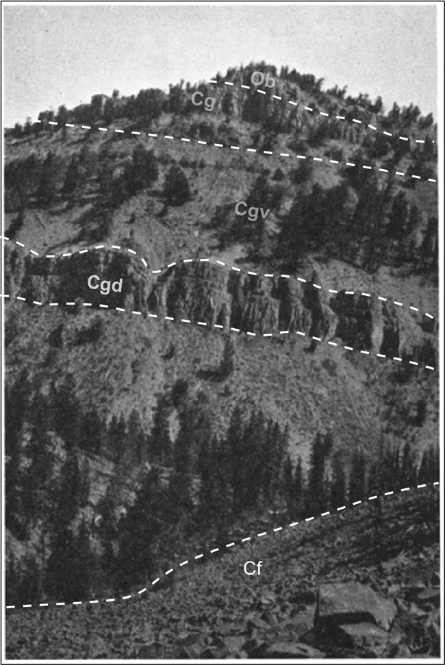 Figure 13 black and white photos of hillside banded cliffs