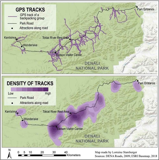 Figure 2 maps_web A stacked figure of maps showing routes and route density.