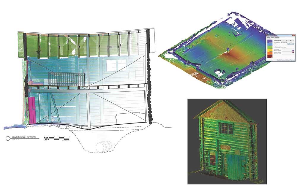Figure 4 showing Kantishna Roadhouse scan data and drawing section._webjpg A scanned aerial image of the Kennecott mill site.