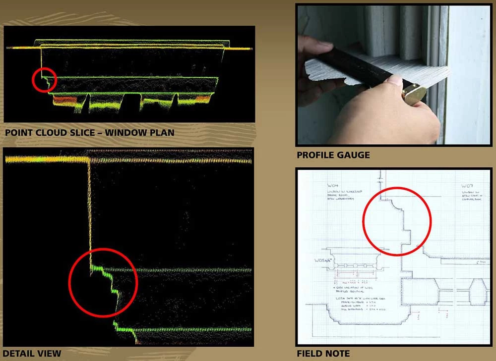 Figure 7 showing details obtained by scan data comapred to field sketches_web Detail showing how scanning can be used at small levels.